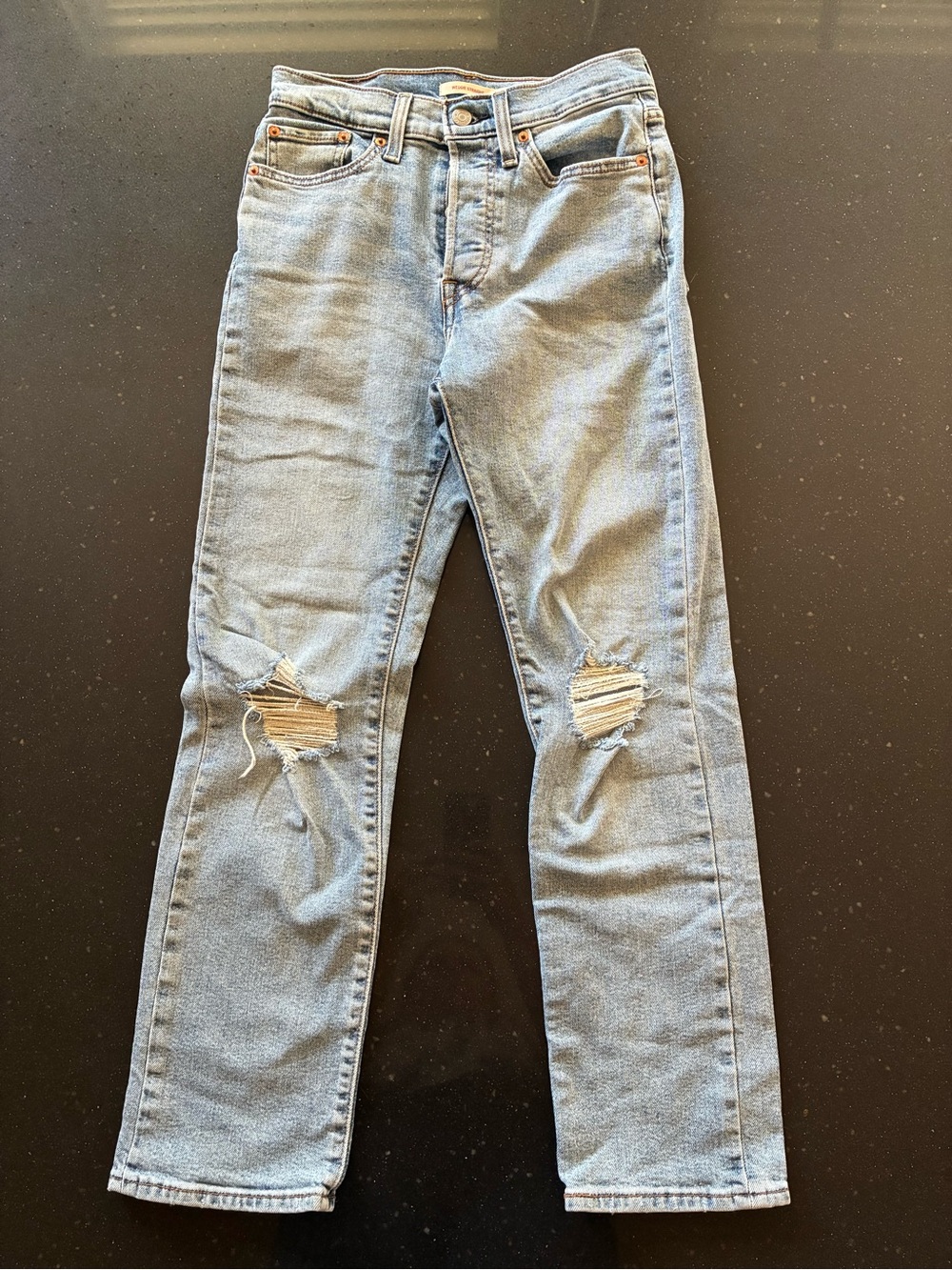 Levi's Wedgie Straight Light Blue Distressed Women's Jeans